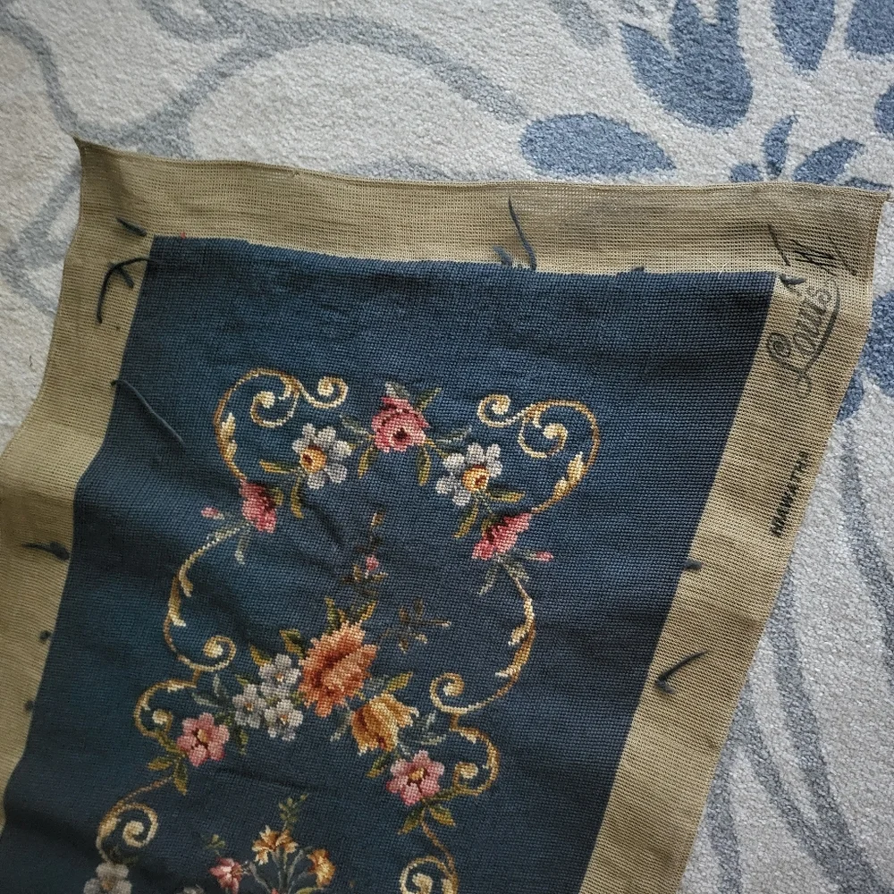 Antique 1921 French Needlepoint Tapestry - Louis XV Floral Design.